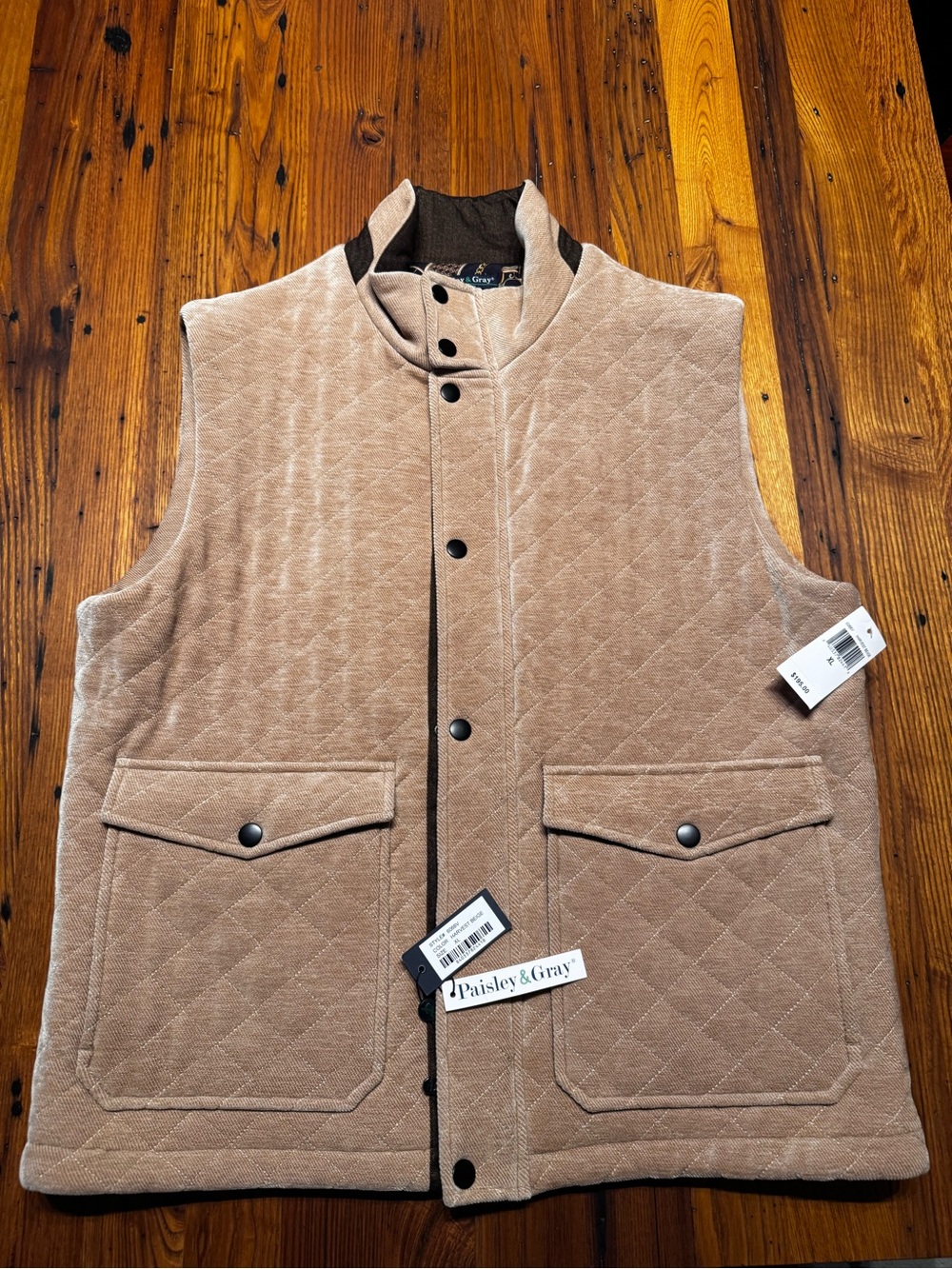 Paisley & Gray Coventry Quilted Vest – Harvest Beige – NWT